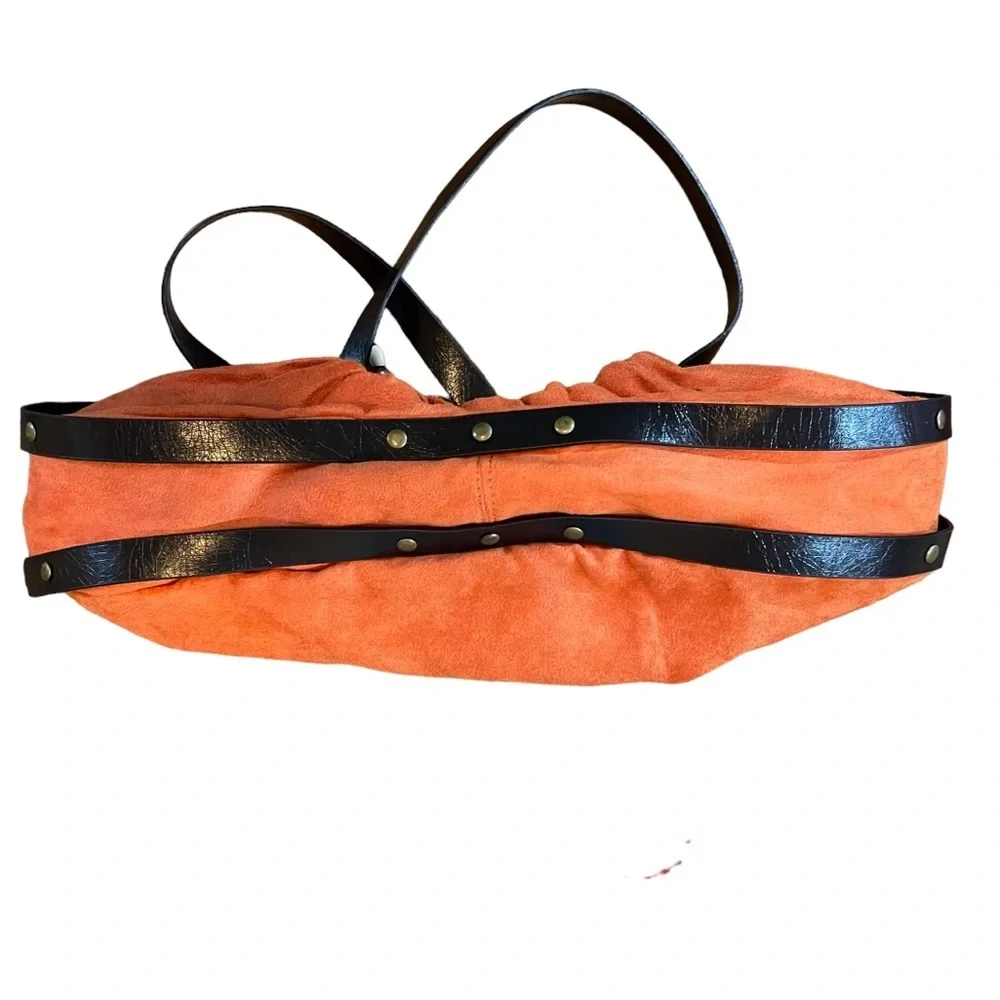Lulu Boho Faux Suede & Leather Hobo Shoulder Bag with Chain and Bead Detailing - Picture 4 of 5